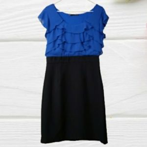 MAURICES Ruffle Front Dress Royal Blue Black Size 11/12